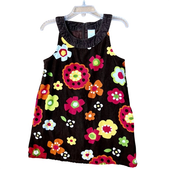 Gymboree Other - Retro Gymboree Brown Corduroy Floral A Line Overall Dress Size 5 Girls